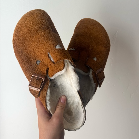 Birkenstock Boston Shearling Suede Clogs Brown 11 Mink Suede Scandi Cottagecore - Picture 11 of 11